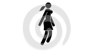 Pictogram woman icon is walking happily with bouncing gait