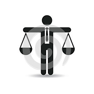 Pictogramm of justice scales. Choice, balance concept. Icon, vector.