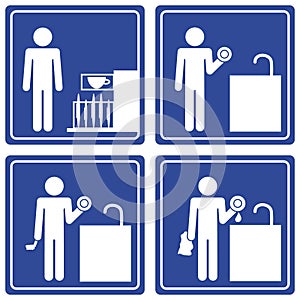 Pictograph - washing dishes, male