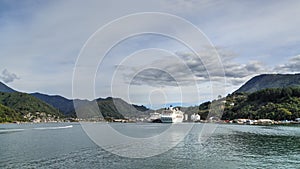 Picton, New Zealand. A panorama of the town