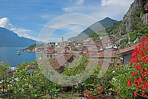 Pictorial italian tourist resort limone sul garda, italy