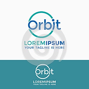 Pictorial Mark Logo design, consisting of the word Orbit with a circle symbol as the axis orbit