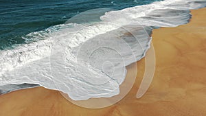 Pictorial ocean waves wash sand beach mixing nature colors