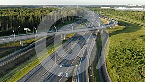 Pictorial suburban traffic interchange with modern lighting