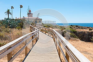 Pictorial tourist destination Ponta da Piedade, Lagos, algarve coast with lighthouse