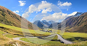 Pictorial valley ground and sertig village in autumn. Swiss alps