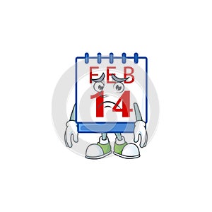 A picture of 14th valentine calendar showing afraid look face