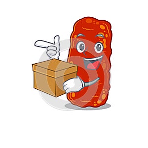 An picture of acinetobacter bacteria cartoon design concept holding a box