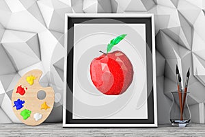 Picture of Apple with Paintbrushes and Pallette in front of Low