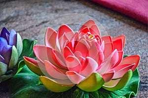 Picture of artificial pink color lotus flower. use for home decoration