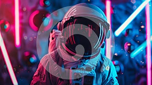 Picture of astronaut, cyberpunk style,