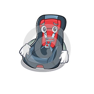 A picture of baby car seat showing afraid look face