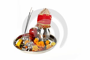 Picture of beautiful Decorated Pooja Thali for festival