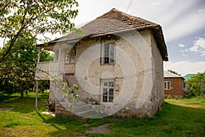 Picture of beautiful village house with garden. Azerbaijan village in summer time