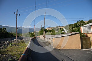 Picture of beautiful village house with garden. Azerbaijan village in summer time