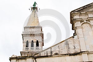Picture of the bell tower of the Church of St. Euphemia also known as Basilica of St. Euphemia in the old town of Rovinj,