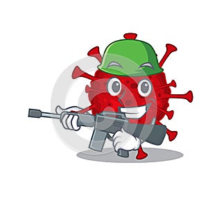 A picture of betacoronavirus as an Army with machine gun