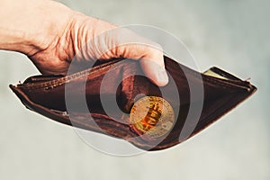 The picture of bitcoin wallet on a light background