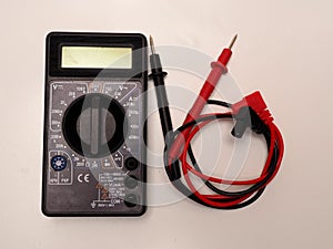 Picture of black digital multimeter or AVO meter for measuring electrical stuff such as voltage, resistance, and current