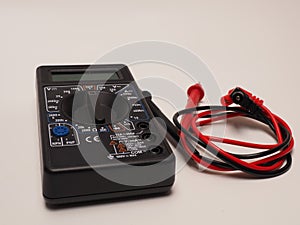 Picture of black digital multimeter or AVO meter for measuring electrical stuff such as voltage, resistance, and current