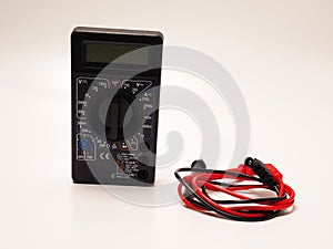 Picture of black digital multimeter or AVO meter for measuring electrical stuff such as voltage, resistance, and current