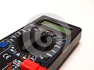 Picture of black digital multimeter or AVO meter for measuring electrical stuff such as voltage, resistance, and current