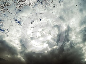 Picture of the blue sky with gory clouds