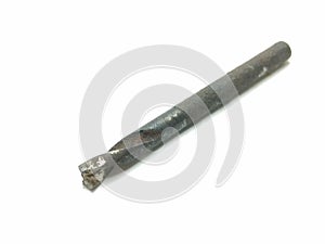 A picture of broken drill bit  on a white background ,