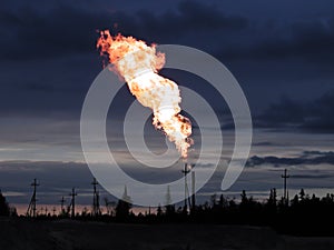 Picture of burning oil gas flare