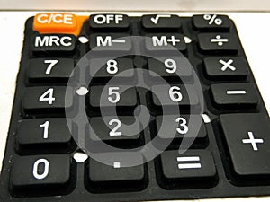 A picture of calculater keypad on white background ,