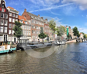 A picture of a canal in Amsterdam