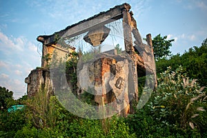 Picture of a century-old ruined and abandoned building inside the jungle