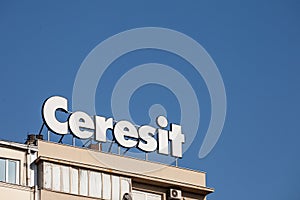 Ceresit logo on their retailer in Belgrade. Ceresit, part of Henkel, is a manufacturer of adhesives and other diy products