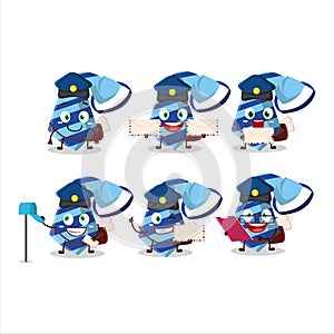 A picture of cheerful blue tie postman cartoon design concept