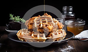 A picture of a Chicken and waffles dish