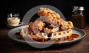 A picture of a Chicken and waffles dish