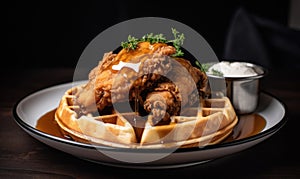 A picture of a Chicken and waffles dish