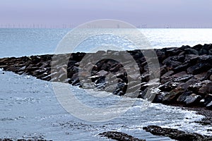 A picture of coastal sea defences.