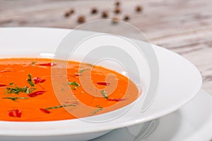 Picture of cold tasty tomato soup gazpacho with