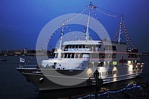 Picture of concerto ship landed in Kobe Harbor Land Port taken in the evening photo