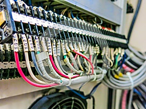 Picture of the connection of wires for each system, the operation of electronic appliances and the operation of industrial automat