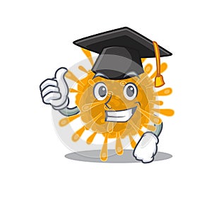 A picture of coronaviruses with black hat for graduation ceremony
