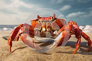 Picture of a crab on the beach - generative AI