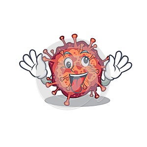 A picture of crazy face contagious corona virus mascot design style
