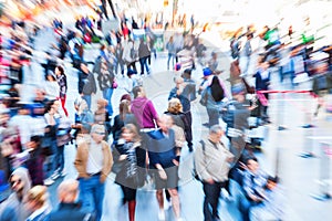 Picture of crowds of people in the city with zoom effect