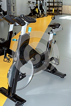 Cycling bike in the fitness class