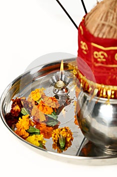 Picture of Decorated Pooja Thali for festival