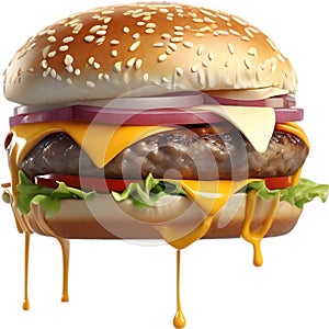 Picture of delicious-looking hamburger with melted cheese.