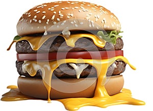 Picture of delicious-looking hamburger with melted cheese.