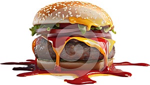 Picture of delicious-looking hamburger with melted cheese.